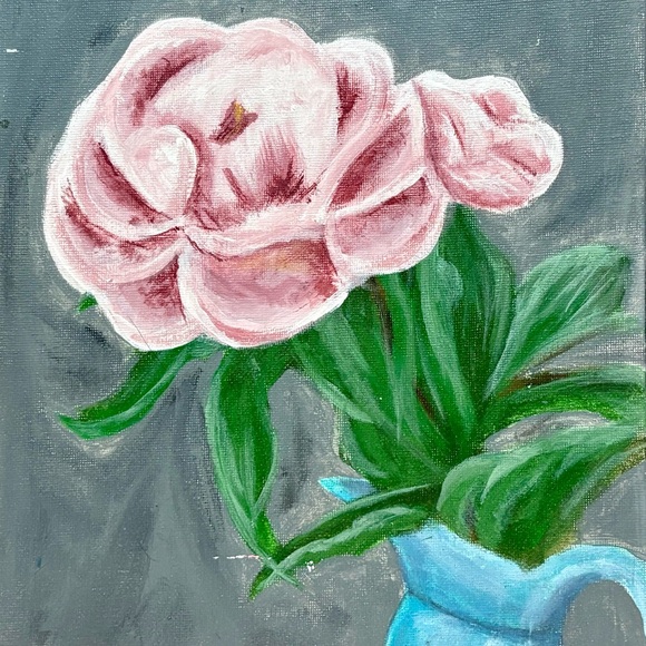 Floral Art Print with Pink Peonies - Picture 1 of 1